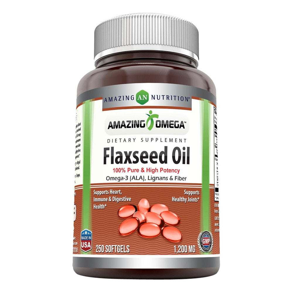 Amazing NutritionAmazing Omega Flaxseed oil Dietary supplement 1200 Mg, Softgels, 250 Ea